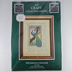 The Craft Collection Limited Cross Stitch Kit 80455 Renaissance Peacock Beaded